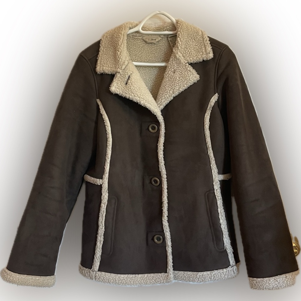 LL BEAN FAUX SHEARLING COAT SIZE 0